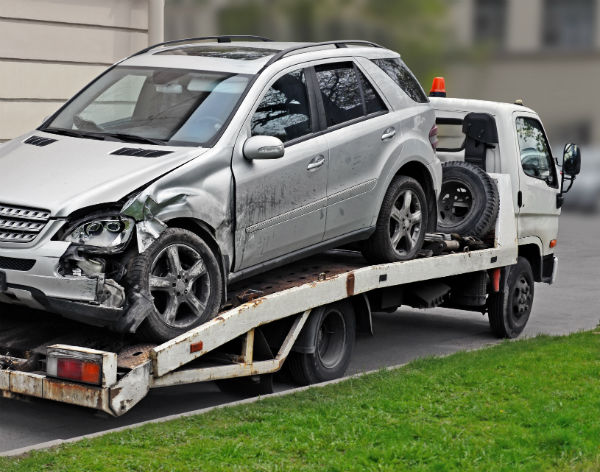 Towing a car after a crash