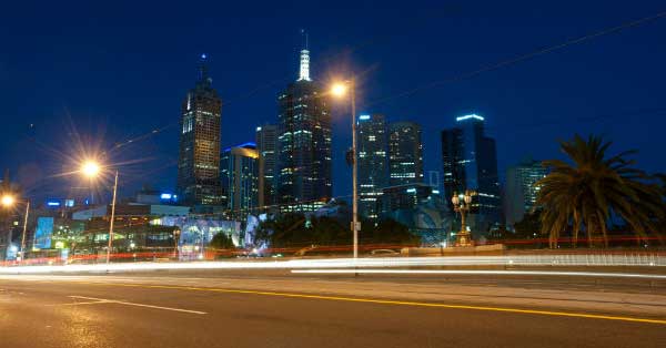 Melbourne city at night