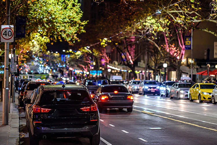 melbourne street parking at night