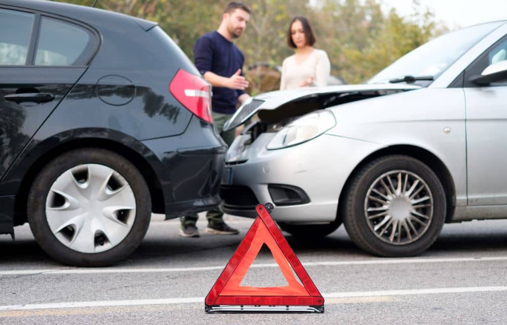 Drivers arguing after accident.