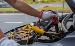 Jump starting car battery.