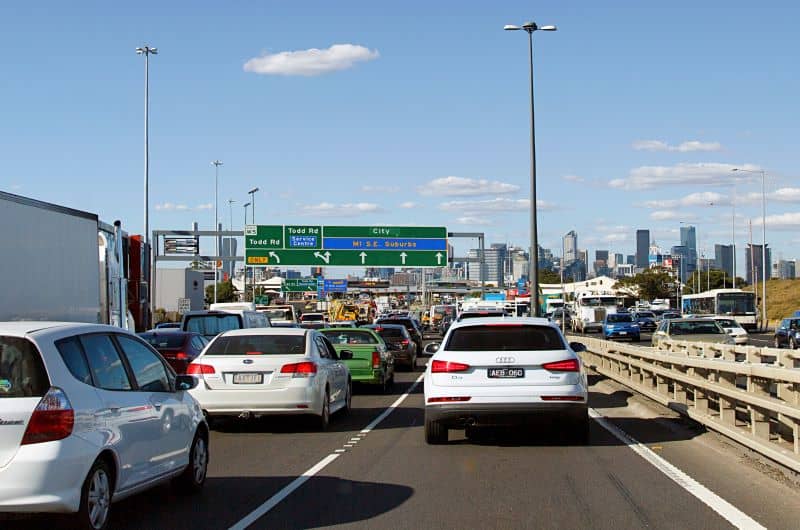 Melbourne, Australia freeway traffic.